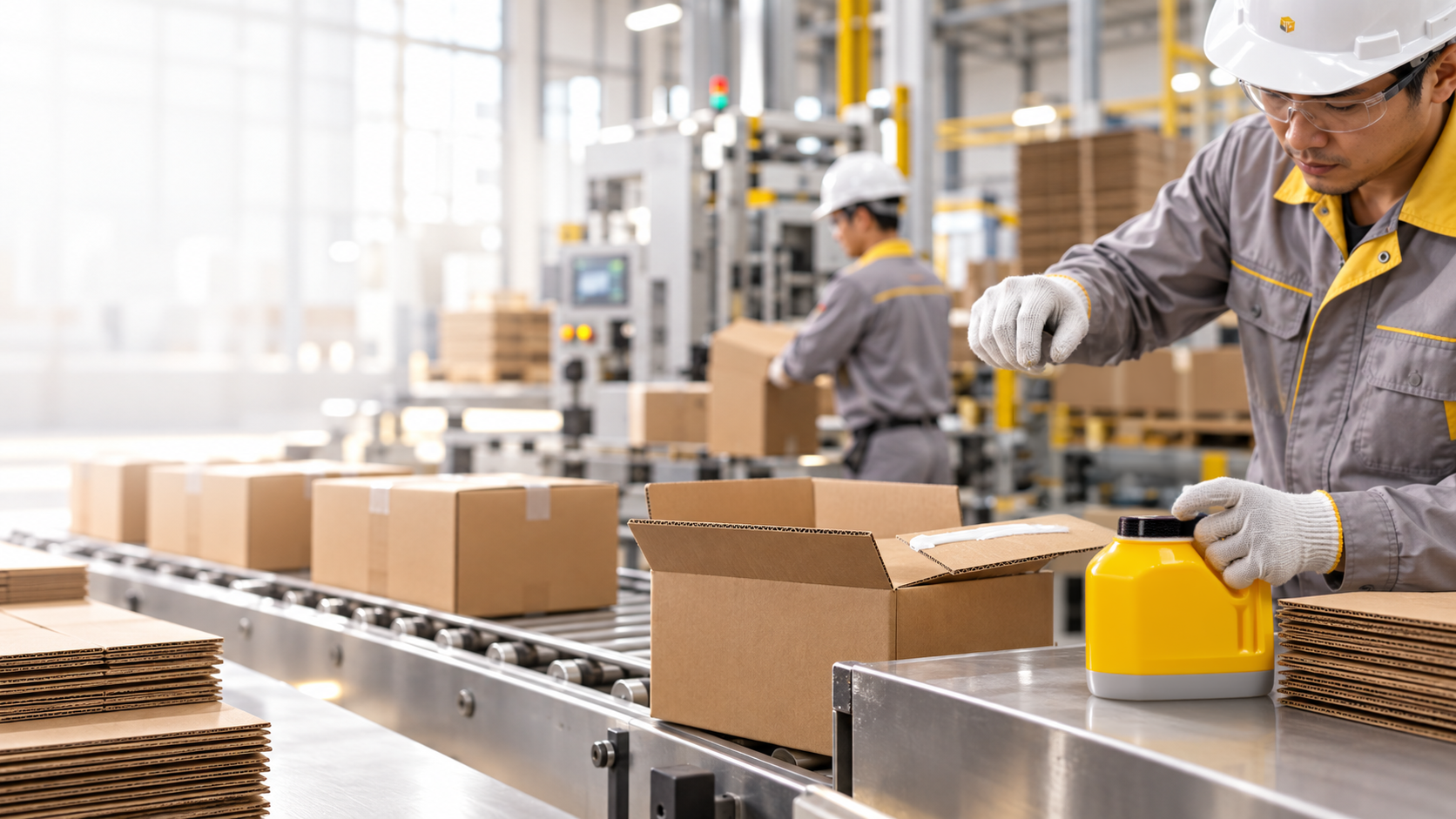 Keo dán bao bì trong dây chuyền sản xuất carton